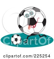Poster, Art Print Of Soccer Ball Character Kicking A Ball