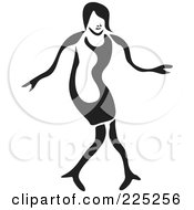Royalty Free RF Clipart Illustration Of A Black And White Thick Line Drawing Of A Woman Dancing by Prawny