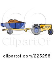 Poster, Art Print Of Working Yellow Sketched Tractor