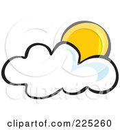 Poster, Art Print Of Yellow Sun Behind A Puffy White Cloud