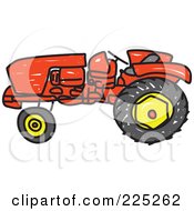 Poster, Art Print Of Red Sketched Tractor