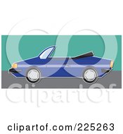 Royalty Free RF Clipart Illustration Of A Blue Convertible Car