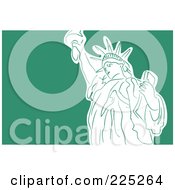 Royalty Free RF Clipart Illustration Of A White Statue Of Liberty On Green