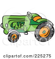 Royalty Free RF Clipart Illustration Of A Green Sketched Tractor by Prawny