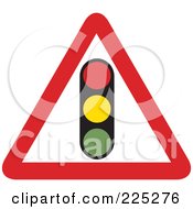 Poster, Art Print Of Red And White Traffic Light Triangle Sign
