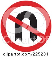 Royalty Free RF Clipart Illustration Of A Red And White Round U Turn Prohibited Sign