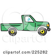 Royalty Free RF Clipart Illustration Of A Green Pickup Truck