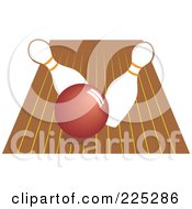 Royalty Free RF Clipart Illustration Of A Red Bowling Ball Hitting Two Pins by Prawny