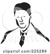 Royalty Free RF Clipart Illustration Of A Black And White Thick Line Drawing Of A Businessman 2