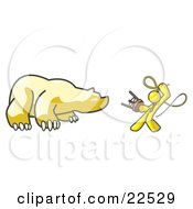 Clipart Illustration Of A Yellow Man Holding A Stool And Whip While Taming A Bear Bear Market