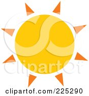 Poster, Art Print Of Yellow Sun With Orange Spikes