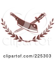 Royalty Free RF Clipart Illustration Of A Retro Butcher Knife And Sharpener Logo With A Laurel