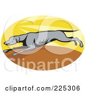 Poster, Art Print Of Oval Running Greyhound Logo