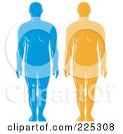 Digital Collage Of Blue And Orange Male Body Logos