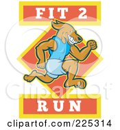 Poster, Art Print Of Fit 2 Run Text Around A Running Dog