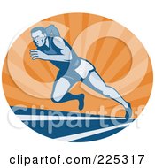 Poster, Art Print Of Blue Runner On A Track At Sunrise Logo