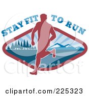 Poster, Art Print Of Stay Fit To Run Text Over A Silhouetted Runner On A Mountain Path