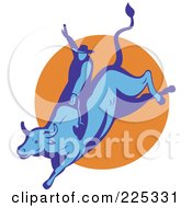 Poster, Art Print Of Blue Bull And Cowboy Rodeo Logo