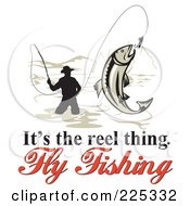 Poster, Art Print Of Its The Reel Thing Fly Fishing Text Around A Fly Fisherman On White