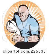 Poster, Art Print Of Retro Rugby Football Player Logo - 4