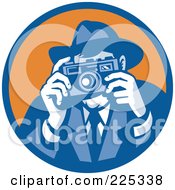 Poster, Art Print Of Retro Blue And Orange Photographer Logo
