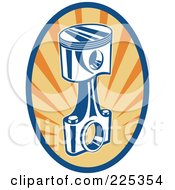 Royalty Free RF Clipart Illustration Of A Retro Blue White And Orange Piston Rod Logo by patrimonio