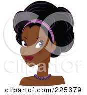Royalty Free RF Clipart Illustration Of A Pretty Black Woman With A Headband And An Afro Hair Style