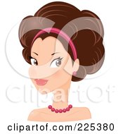 Poster, Art Print Of Pretty Brunette Woman With A Headband And An Afro Hair Style