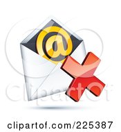 Poster, Art Print Of 3d Red X Mark Over An Envelope With An Orange At Symbol On A Shaded White Background