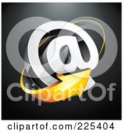 Poster, Art Print Of 3d Orange Arrow Around An At Symbol On A Black Lined Background