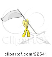 Yellow Man Claiming Territory Or Capturing The Flag