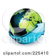 Poster, Art Print Of 3d Blue Arrow Circling A Green And Dark Blue African And European Globe