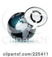 Poster, Art Print Of 3d Shiny Dark Blue African Globe With A Circle Of Arrows Message Window