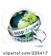 3d Hand Computer Curosr Pointing At A Green And Dark Blue African Globe