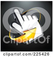 3d Orange Arrow Circling Counter Clockwise Around A Hand Cursor On A Black Lined Background