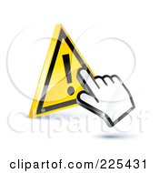Poster, Art Print Of 3d Hand Cursor Clicking On A Yellow Exclamation Button