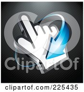 Poster, Art Print Of 3d Blue Arrow Circling Clockwise Around A Hand Cursor On A Black Lined Background