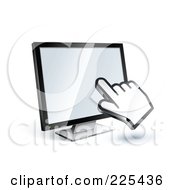 3d Hand Cursor Clicking On A Blank Computer Monitor