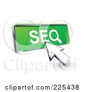 Royalty Free RF Clipart Illustration Of A 3d Arrow Cursor Clicking On A Green SEO Button