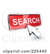 Poster, Art Print Of 3d Arrow Cursor Clicking On A Red Search Button