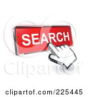Poster, Art Print Of 3d Hand Cursor Clicking On A Red Search Button