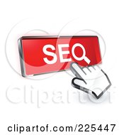 Poster, Art Print Of 3d Hand Cursor Clicking On A Red Seo Button