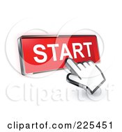Poster, Art Print Of 3d Hand Cursor Clicking On A Red Start Button