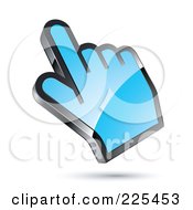 3d Shiny Blue Computer Cursor Hand