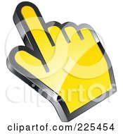 Poster, Art Print Of 3d Shiny Yellow Computer Cursor Hand