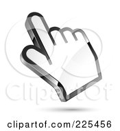 Royalty Free RF Clipart Illustration Of A 3d Shiny White Computer Cursor Hand by beboy