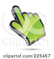 Royalty Free RF Clipart Illustration Of A 3d Shiny Green Computer Cursor Hand