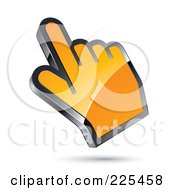 Royalty Free RF Clipart Illustration Of A 3d Shiny Orange Computer Cursor Hand by beboy