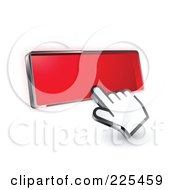 Poster, Art Print Of 3d Hand Cursor Clicking On A Blank Red Button
