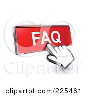 Poster, Art Print Of 3d Hand Cursor Clicking On A Red Faq Button